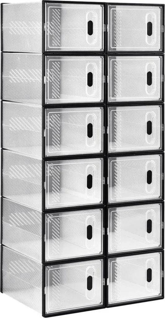 Rangement chaussures transparent magnétique - Lot de 12 boîtes rigides