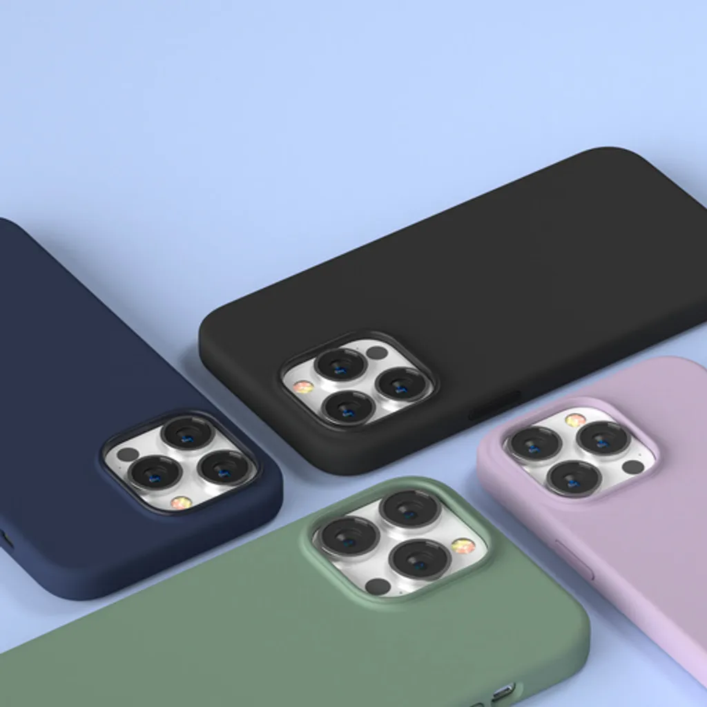 Coque silicone iPhone 14 Pro Max Devia bleu nuit anti-rayures mince