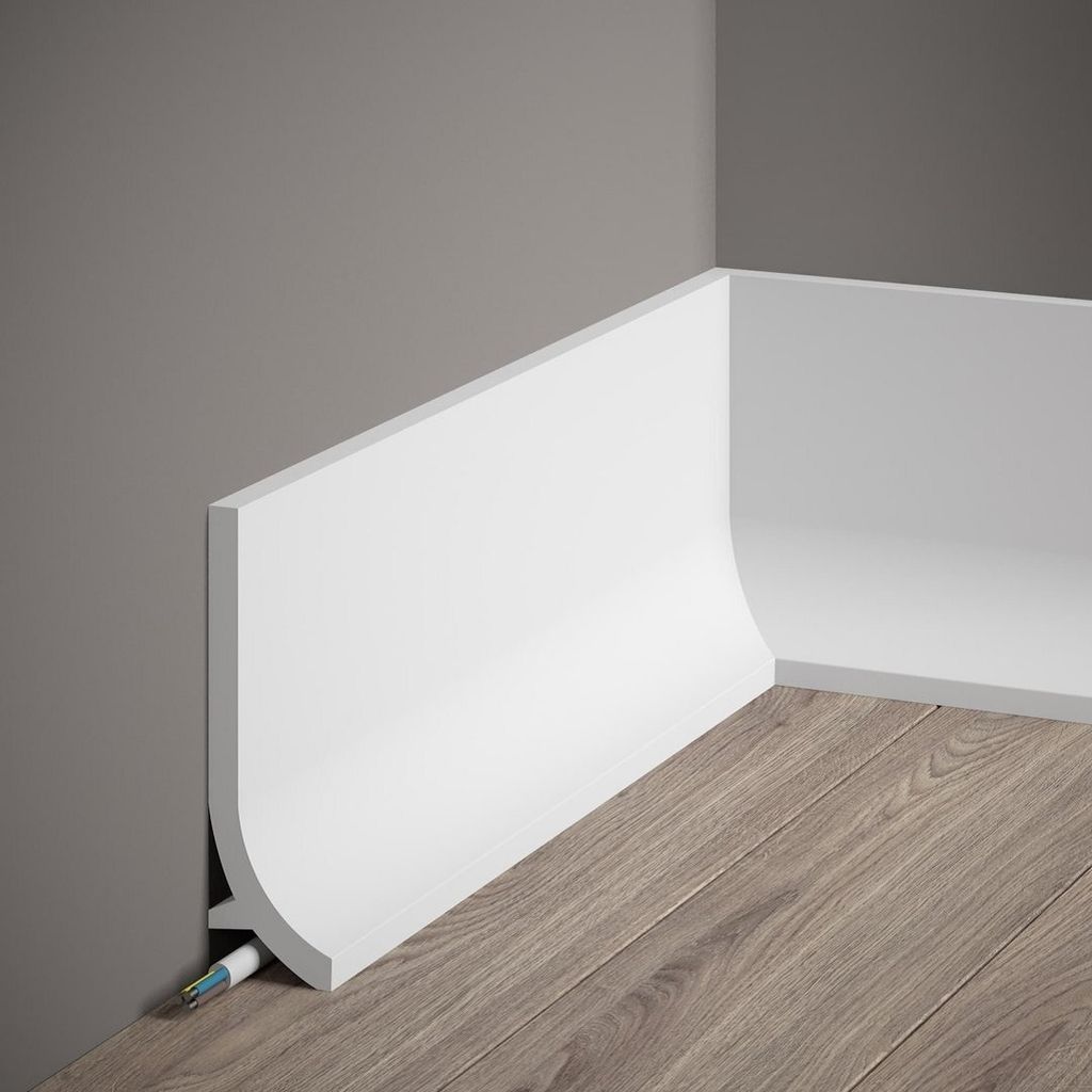PROVISTON | Sockelleiste | 40 x 135 x 2000 mm | Satin Weiß | Fußleiste | Mit Kabelkanal | Klassisch | Hochwertig | Robust | Langlebig | 1 Stück