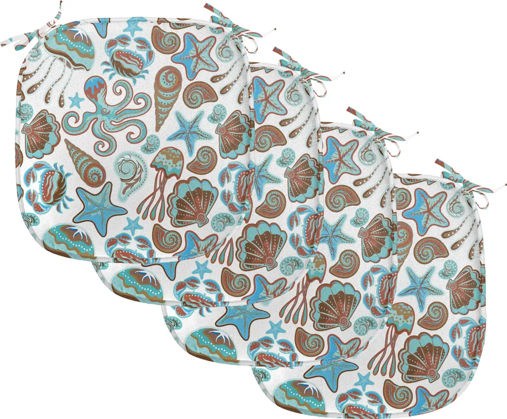 ABAKUHAUS Lot de 4 Coussins de Chaise Mer Turquoise et Marron 40x40 cm