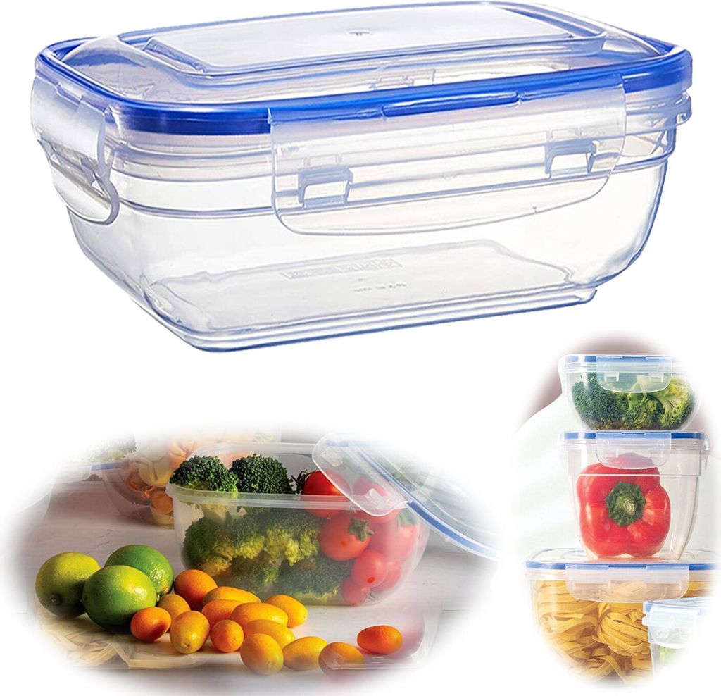 LS-LebenStil Frischhaltedose Clip & Lock 800ml Rechteckig mit Deckel Kunststoff auslaufsicher Vorratsdose Lunchbox Mikrowelle Gefrierbox stapelbar