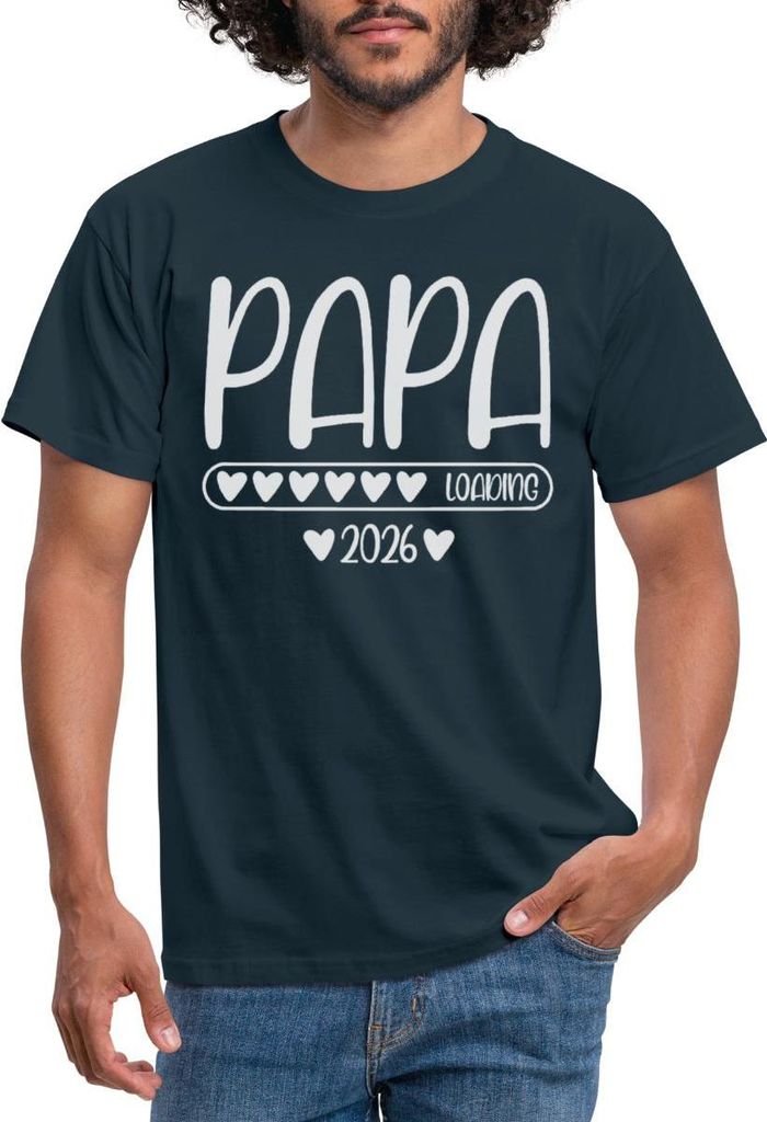Spreadshirt Papa 2026 loading Männer T-Shirt, XL, Navy