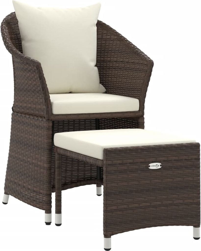 2-tlg. Garten-Lounge-Set mit Kissen Braun Poly Rattan