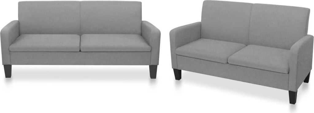 The Living Store 2-tlg. Sofagarnitur Stoff Hellgrau