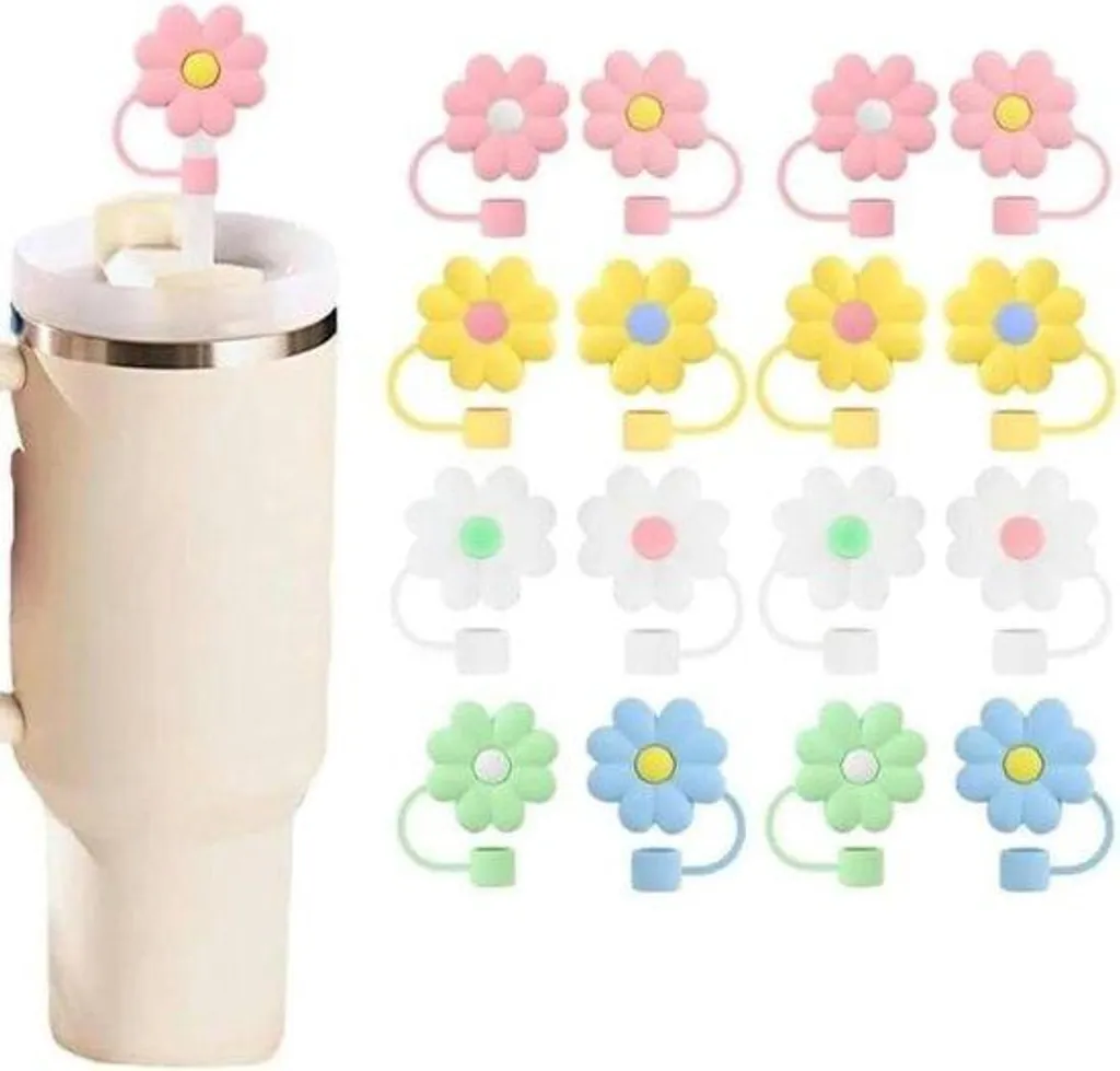 Embout de paille 10mm en silicone alimentaire sans BPA en fleur