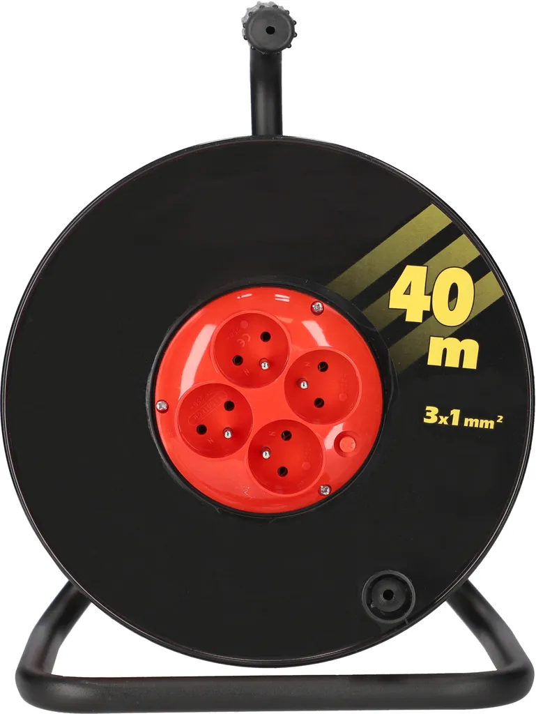 KOTARBAU® Avvolgitore per cavi di prolunga 40m 3x1 H05VV-F Grande avvolgitore con protezione termica 4 volte messa a terra Supporto in metallo Utile per ogni casa, immobile, officina, cantiere o appartamento - 3