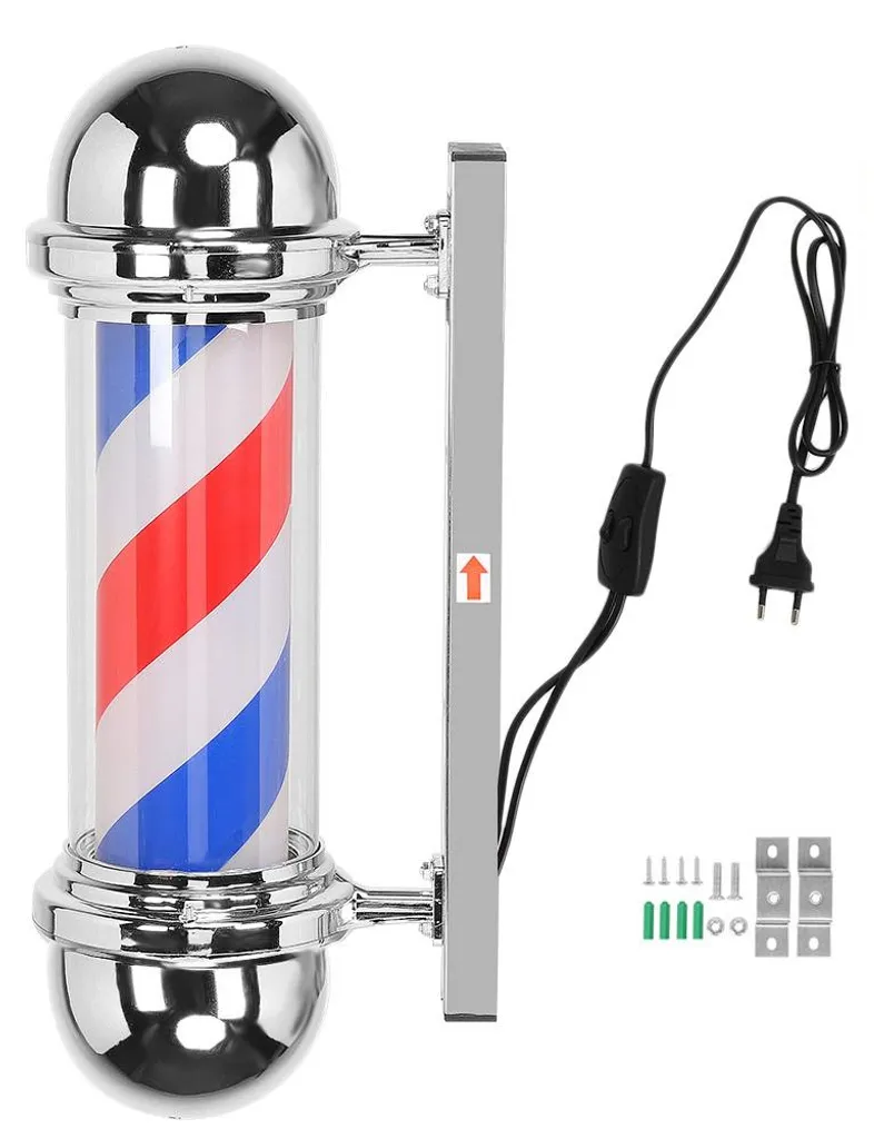 Barber Pole Lumineux 50 cm - Solution Signalétique pour Salon de Coiffure