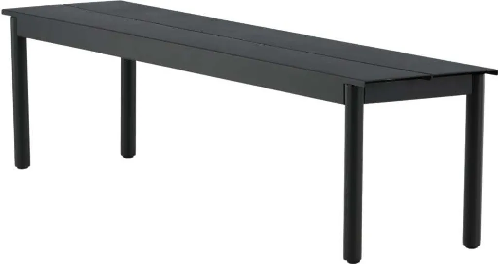 Banc d'extérieur Modena Noir 180cm, grand banc de jardin en métal