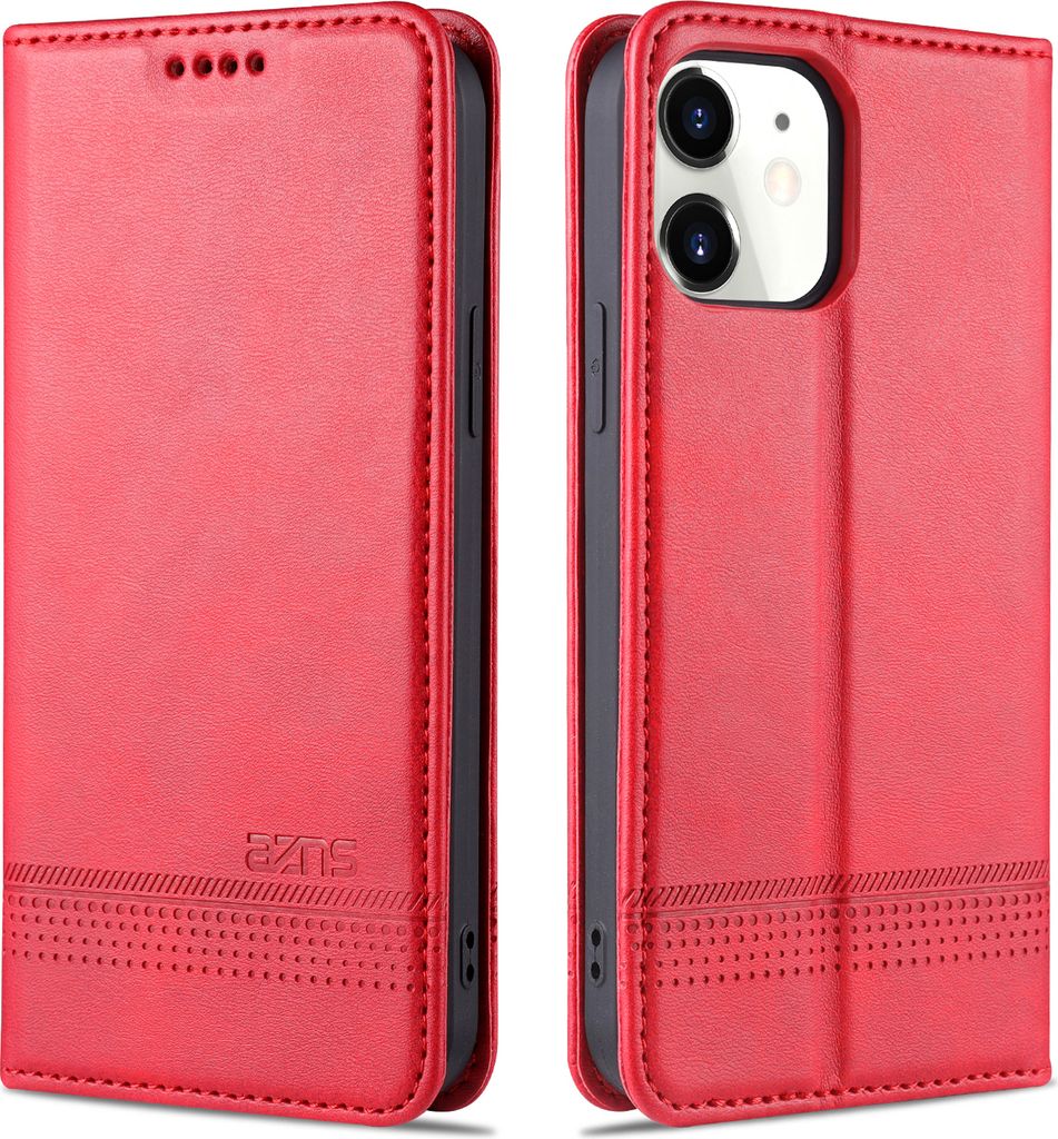 LaimTop LederHülle für iPhone 12, Klapphüllen Brieftasche Magnetverschluss Ständer Schutzhülle für iPhone 12 Rosa