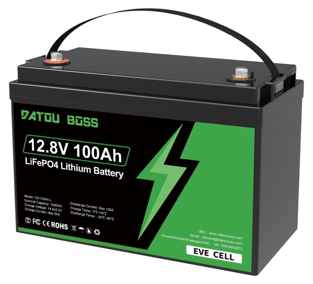 LiFePO4 Batterie - 12V 100Ah - Integriertes BMS - Bis zu 8000 Zyklen - Deep-Cycle für Solar, Wohnmobil, Boot, Haushalt - 12V100Ah-L Upgraded