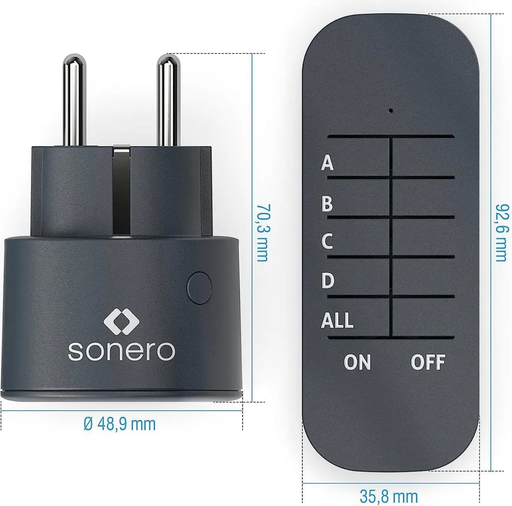 Pack 4 Prises Télécommandées Sonero 2300W Anthracite Haute Performance