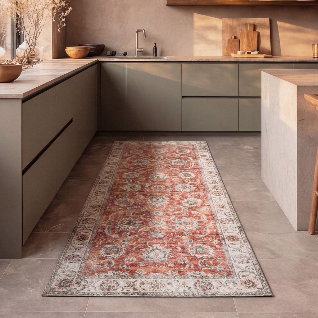 Volero - Waschbarer Läufer - Domingo Oriental Terra - 80x350 cm - Wohnzimmer, Balkon, Garten / Terrasse, Flur - Boho, Orientalisch