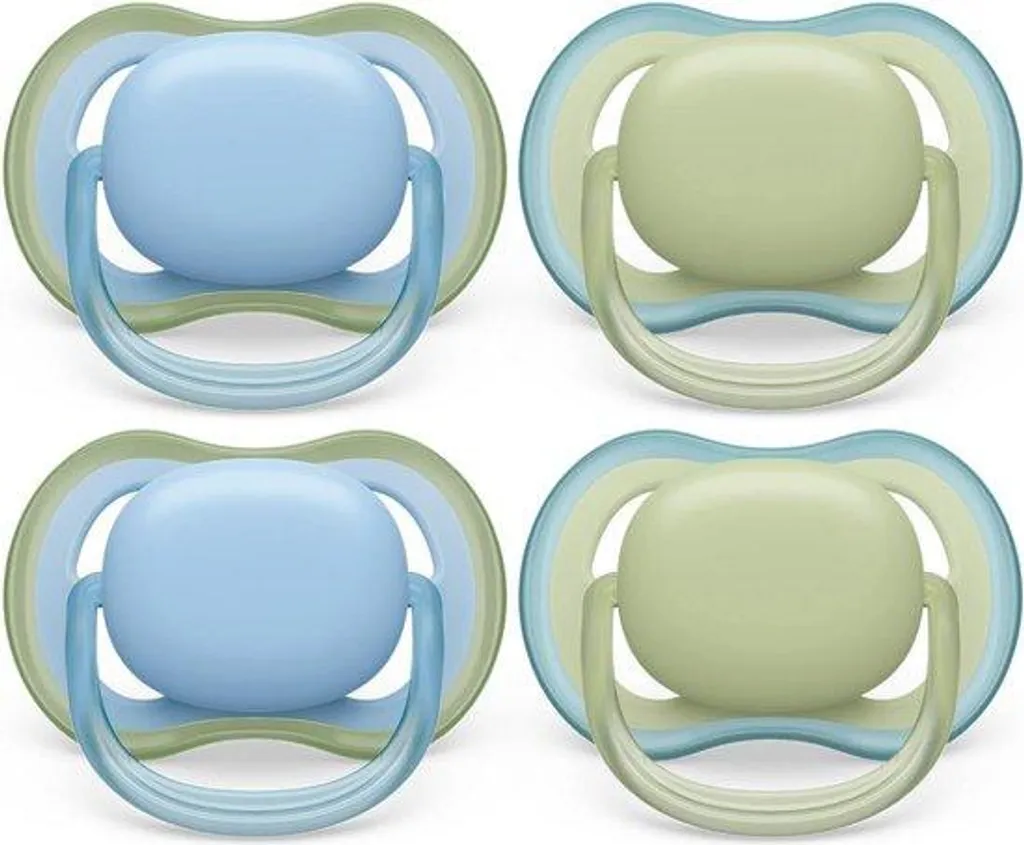 Tétines anti-irritation 0-6 mois lot de 4 vert et bleu pour nourrisson