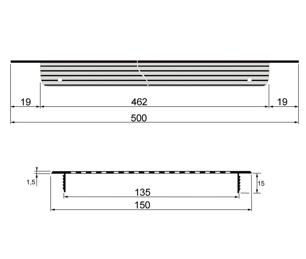 Lüftungsgitter LG-5015 W – Alu, Weiß, 500 X 150 Mm Für Tür Oder Wand