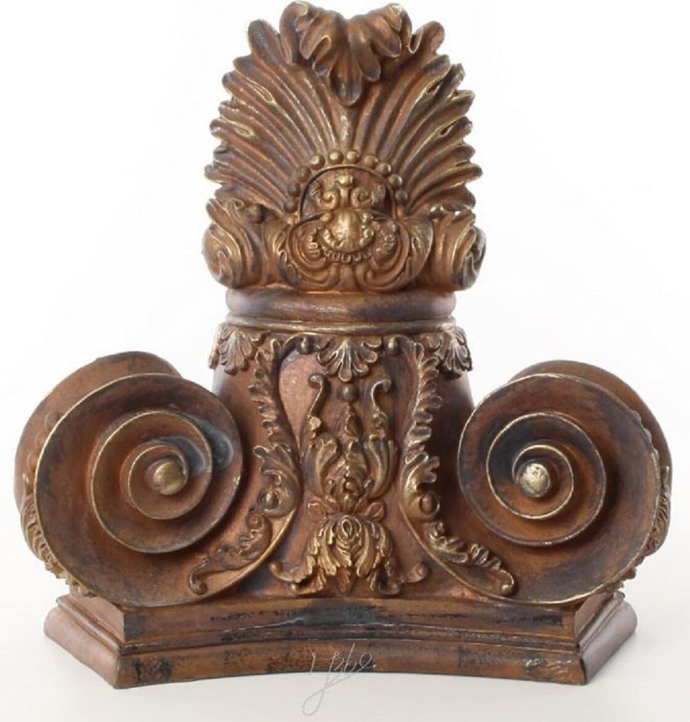 Casa Padrino Barock Wandkonsole Antik Braun / Gold 36 x 14 x H. 35 cm - Polyresin Wandkonsole in Holzoptik - Wanddeko im Barockstil