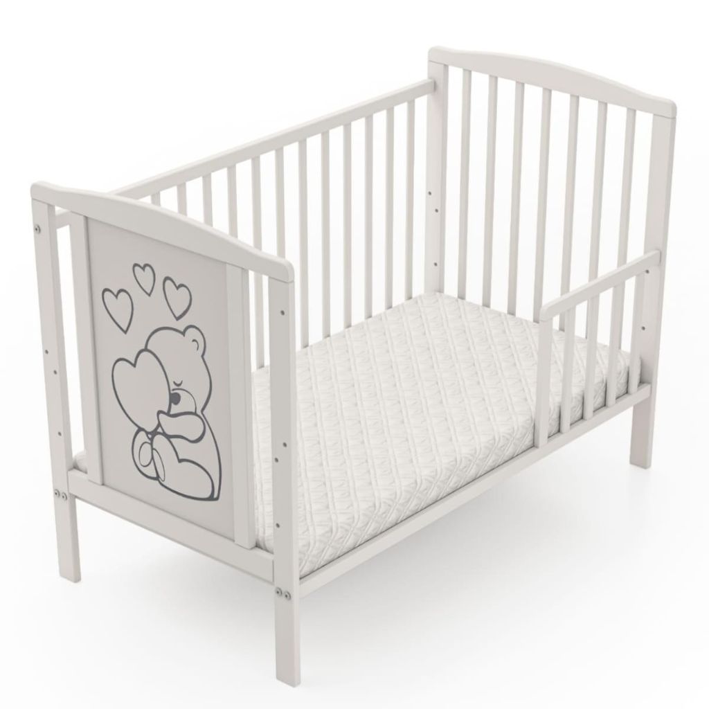 2-in-1 Babybett Timmi 60x120 mit Teddybärenherzchenmotiv Produktbild 