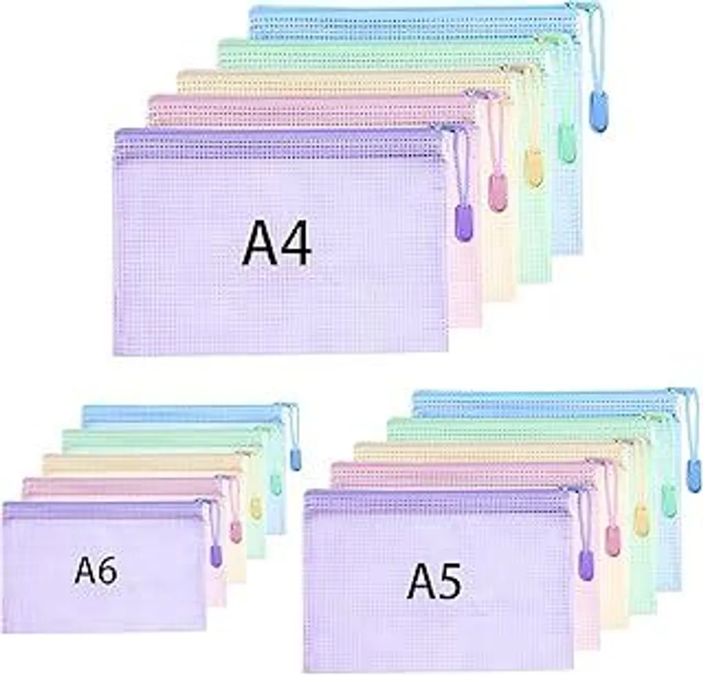 15 Buste Portadocumenti per Scuola e Casa A4 A5 A6 Kit Risparmio - 1