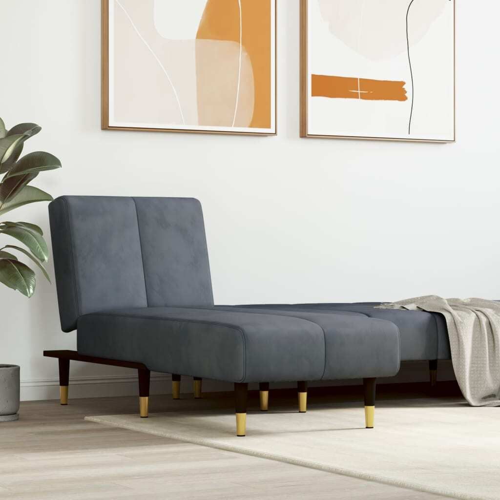 "2026 Promotion" Chaiselongue Dunkelgrau Samt - Recamieren CC21372