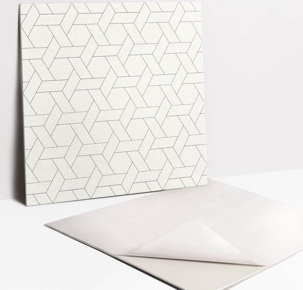 Fliesenaufkleber Set - 9 Stück Selbstklebende PVC Fliesen-Designs - Für Bad und Küche 30 x 30 - Geometrische Komposition