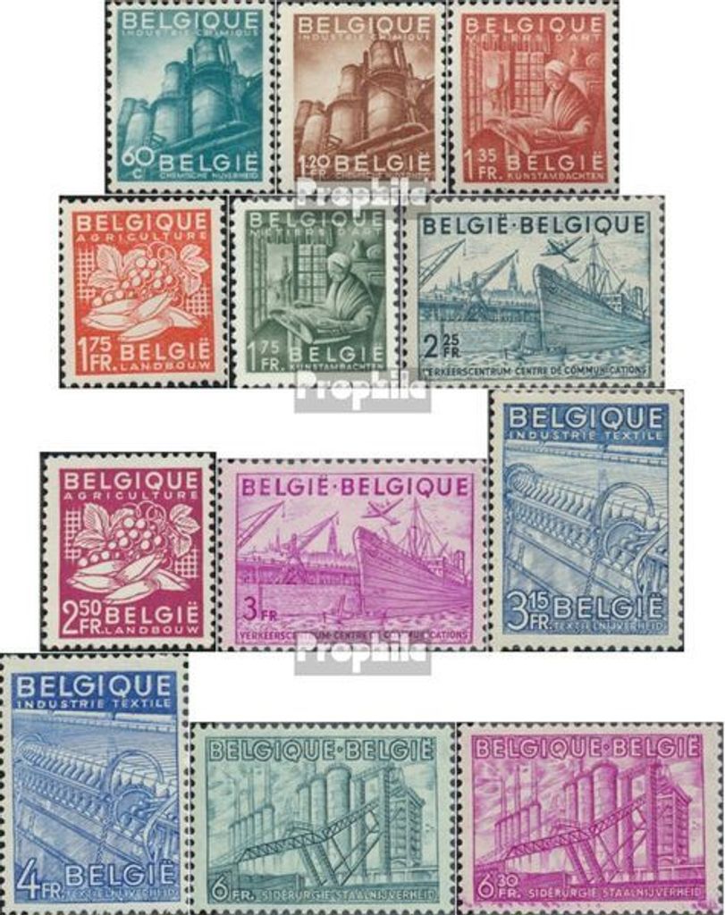 Briefmarken Belgien 1948 Mi 804-815 (kompl.Ausg.) postfrisch Export