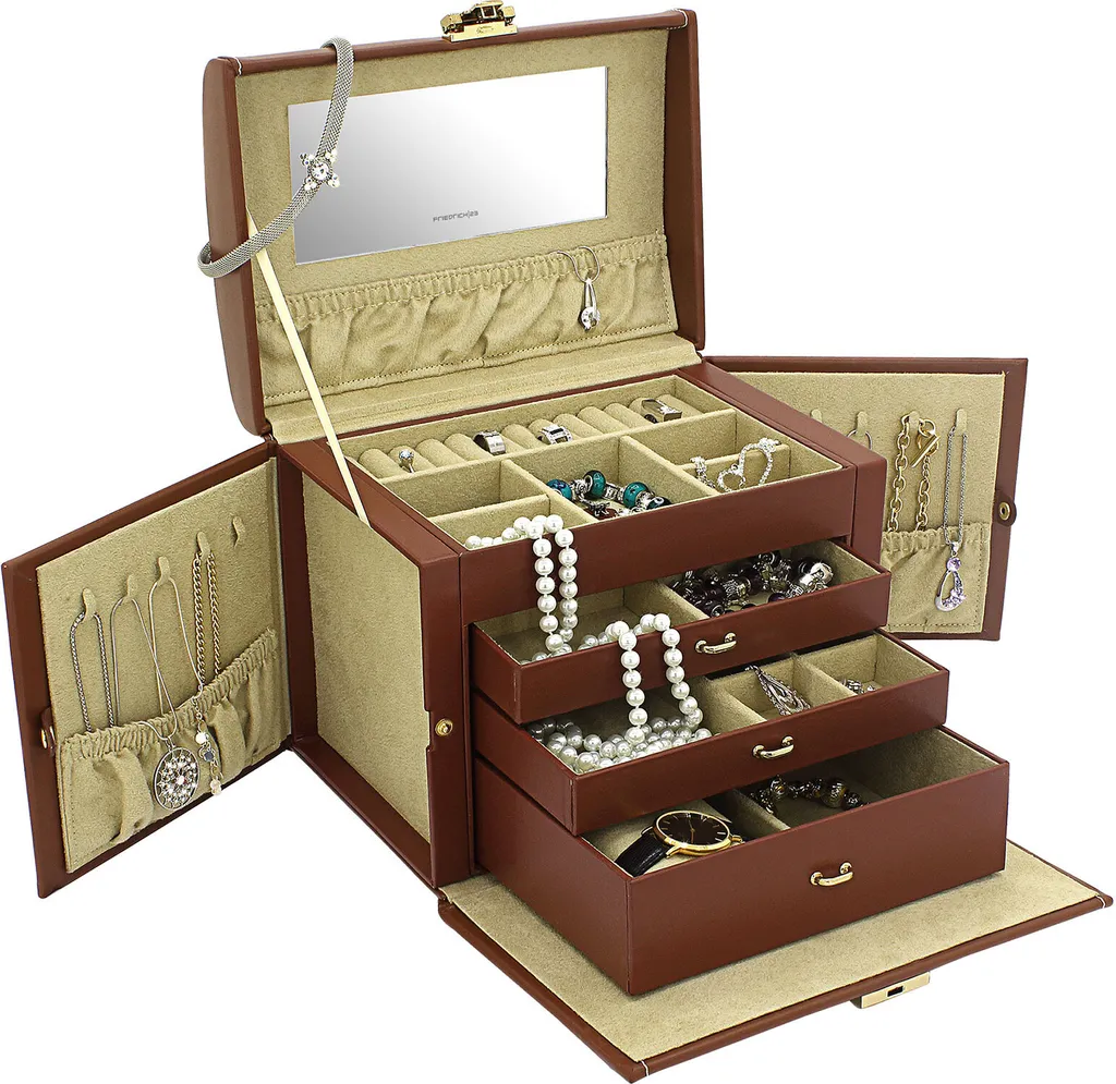 Rangement bijoux Friedrich 23 Cordoba en cuir brun pour voyage et maison