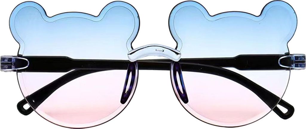 Kinder-Sonnenbrille in Cartoon-Bärenform, randlose Sonnenbrille aus Kunststoff, Anti-UV-Gläser mit Farbverlauf, Brille für Geburtstags-, Strand-...
