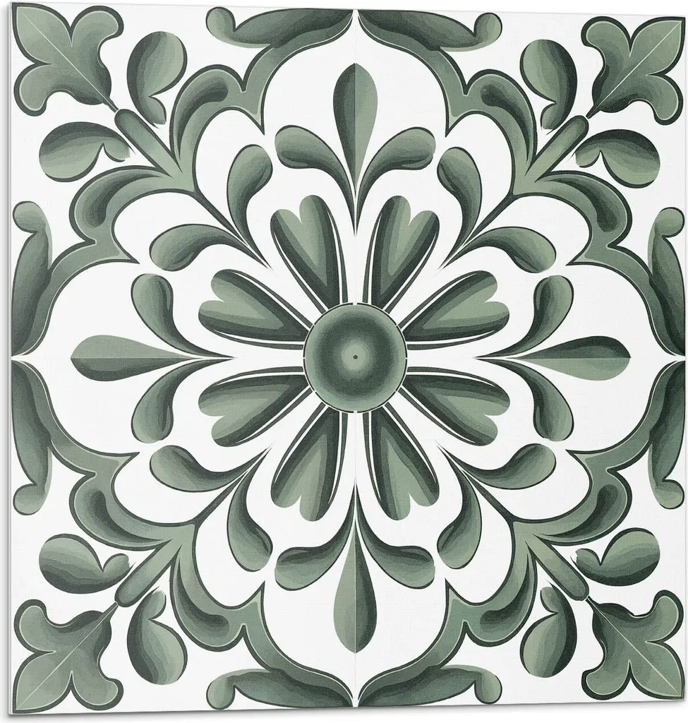 Motivo floreale in cerchio - Piastrelle autoadesive - Rivestimento - Pannello murale - Piastrelle in PVC - Piastrelle in vinile - Piastrelle in PCV - Autoadesivo - Decorazione murale - 20 pezzi 20 x 20 cm