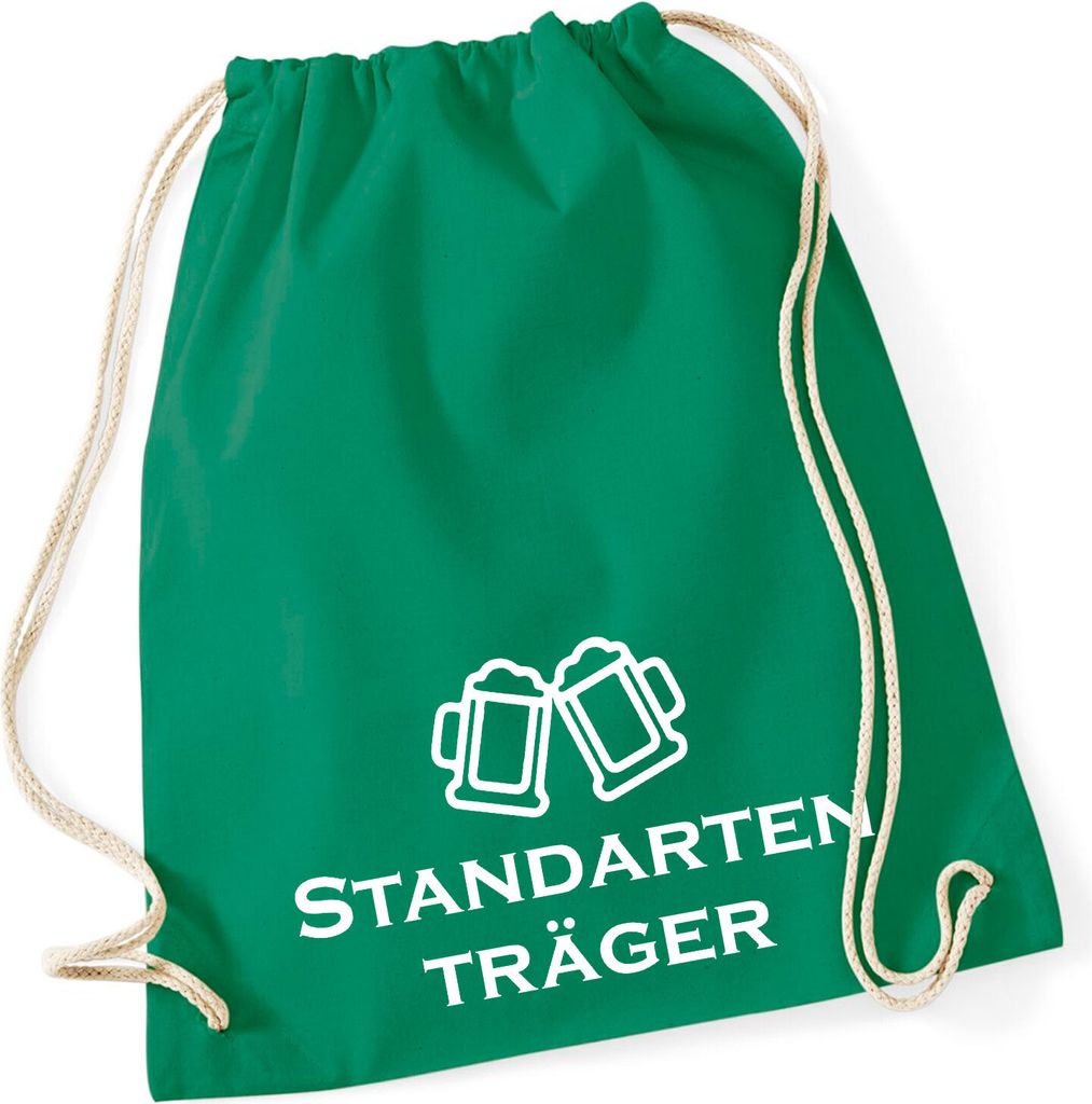 Huuraa Turnbeutel Standartenträger Schützenfest 12 Liter Kelly Green Baumwolle Rucksack Geschenkidee