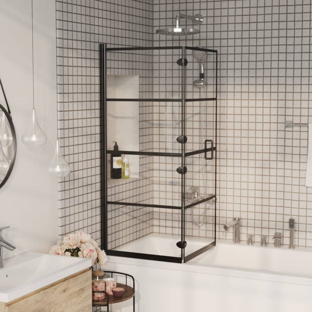 Möbel Faltbare Duschkabine ESG 120x140 cm Schwarz - Duschabtrennungen 150745
