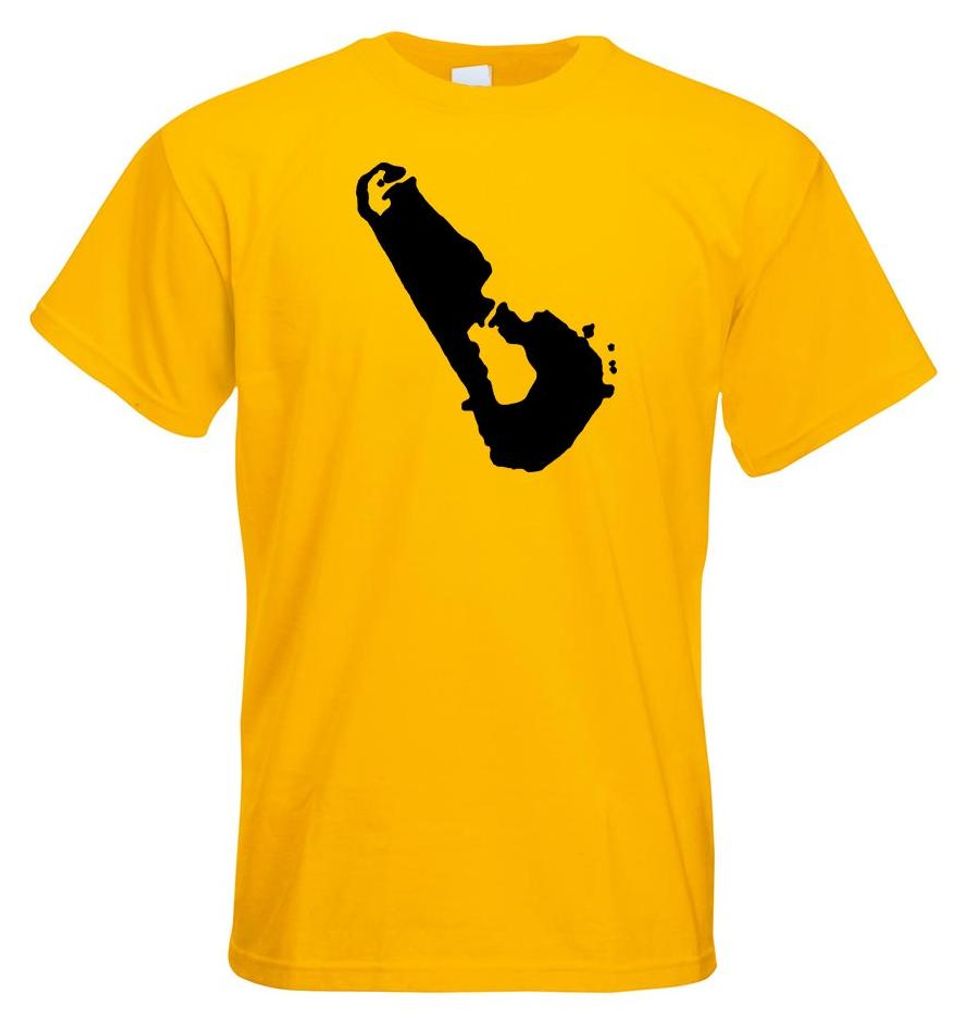 Kiwistar - T-Shirt - gelb - Tuvalu Umriss Kontur Herren Funshirt Bedruckt Design Sprüche Spruch Motive - mit Motiv Bedruckt - Funshirt Design - Sp...