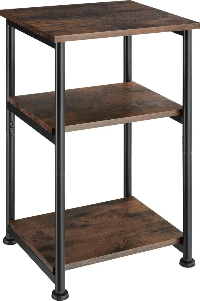 Table d’appoint industrielle Memphis 34x30cm, design rustique bois