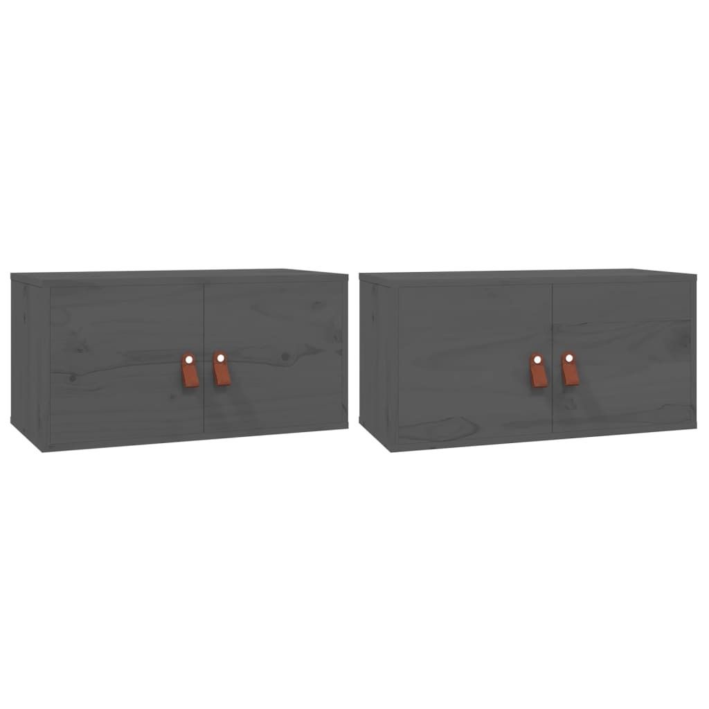 vidaXL Nástěnné skříňky 2 ks. Šedé 60x30x30 cm z masivního Obrázek produktu 