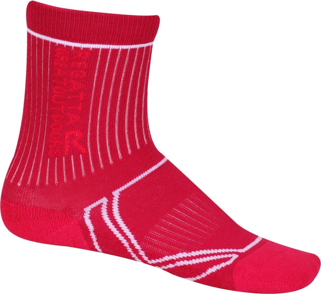 Regatta Great Outdoors Kinder 2 Jahreszeiten Coolmax (Polyesterfasern) Trek & Trail Socken RG617 (28-31EU / 10-12UK Child) (Kirschrot/Weiß)