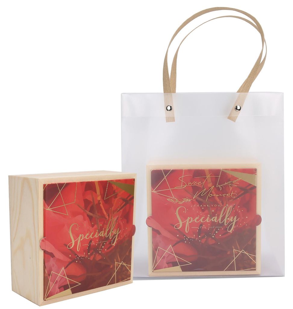 2er-Set Hochzeitsgeschenkboxen aus Holz, PVC, exquisite Süßigkeitenverpackungsbeutel, Geburtstagsparty-Accessoire #3