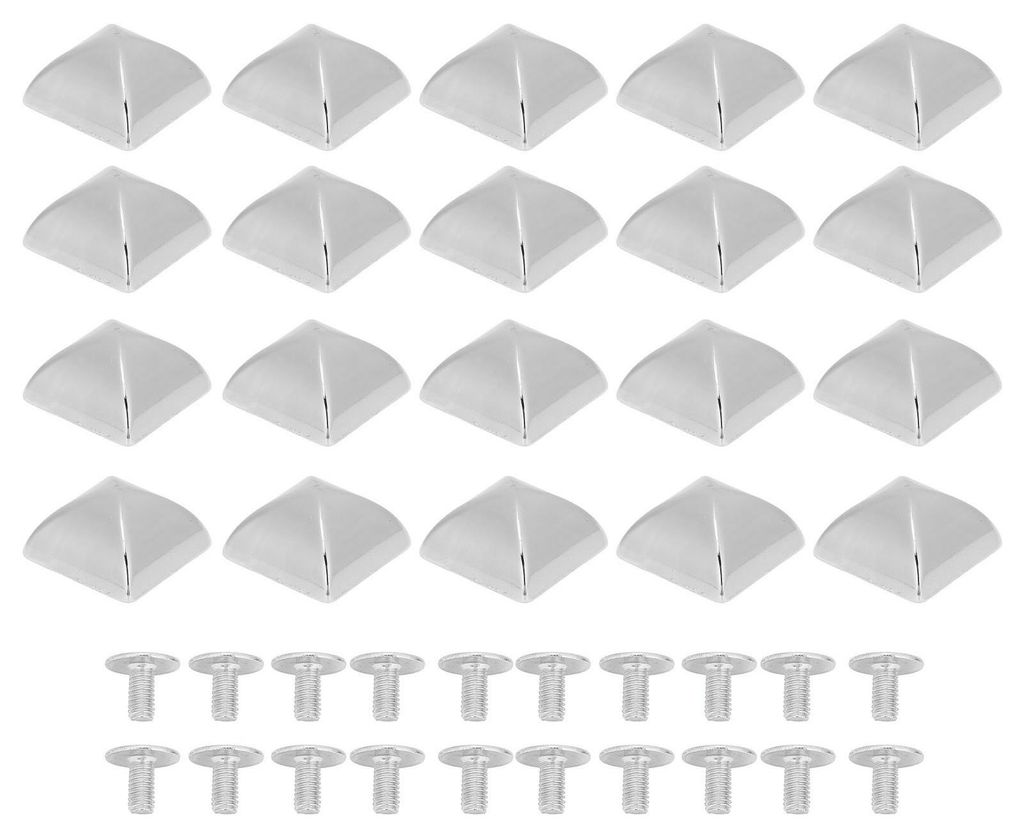 20 Stück Pyramidennieten, 18 mm, Zinklegierung, Vierkantnieten mit PH-Schrauben für Gürtel, Taschen, Hüte, Schuhe, Silber