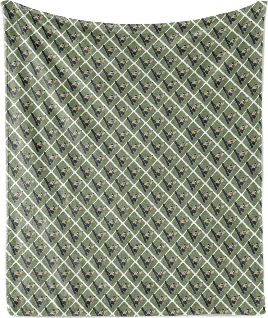 Plaid Pile Morbido ABAKUHAUS 125x175 cm Design Snowboard Grigio Verde
