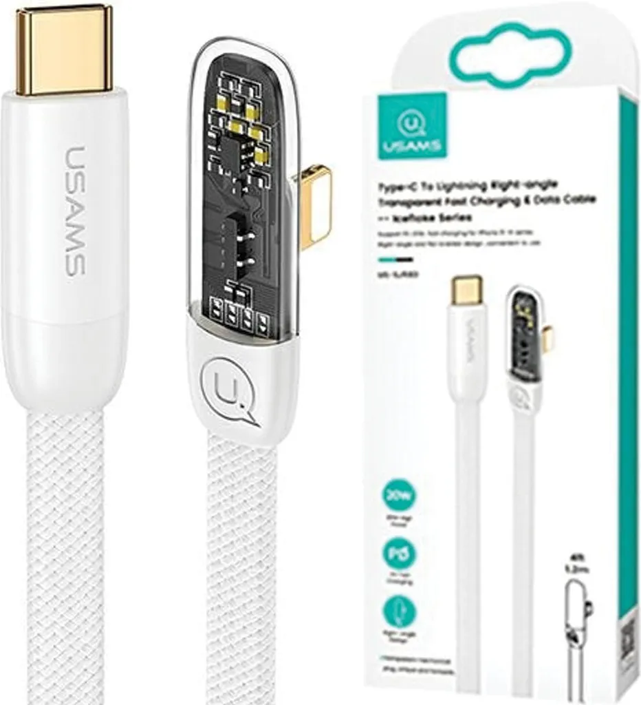Cavo Angolare Usams SJ583 USB-C a Lightning 20W - Serie Iceflake 1.2M