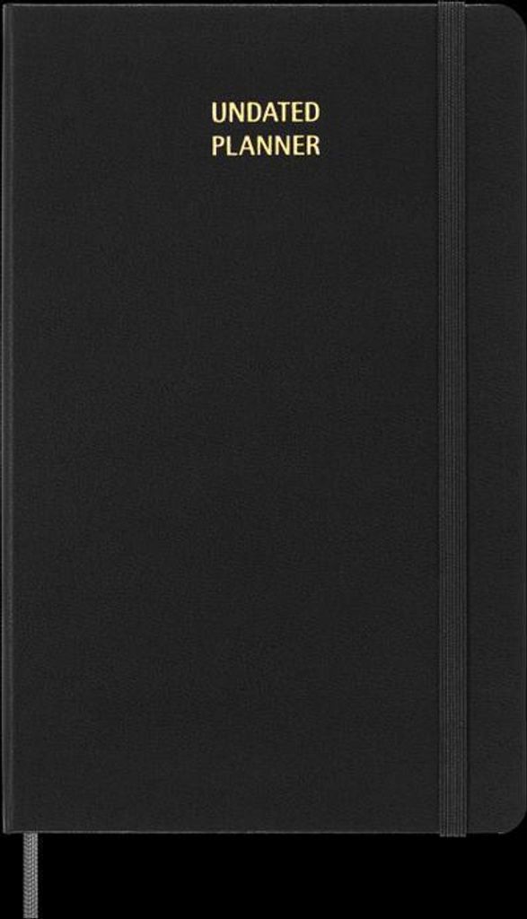 Moleskine undatierter Wochen Notizkalender, L/A5, 1 Wo = 1 Seite, Rechts linierte Seite, Fester Einband mit Textprägung gold, Schwarz
