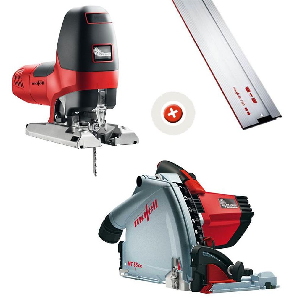 Mafell AKTION: Schreiner-Paket (Präzisionsstichsäge P1 cc und Tauchsäge MT 55 cc mit Schiene) | 917602A