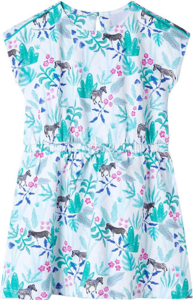 Kinderkleid Ecru und Dunkles Minzgrün 104
