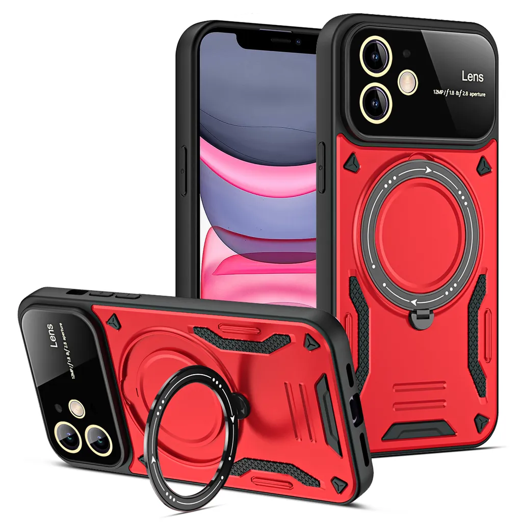 Custodia Protettiva iPhone 11 Dual-Layer - Anello Magnetico Rosso