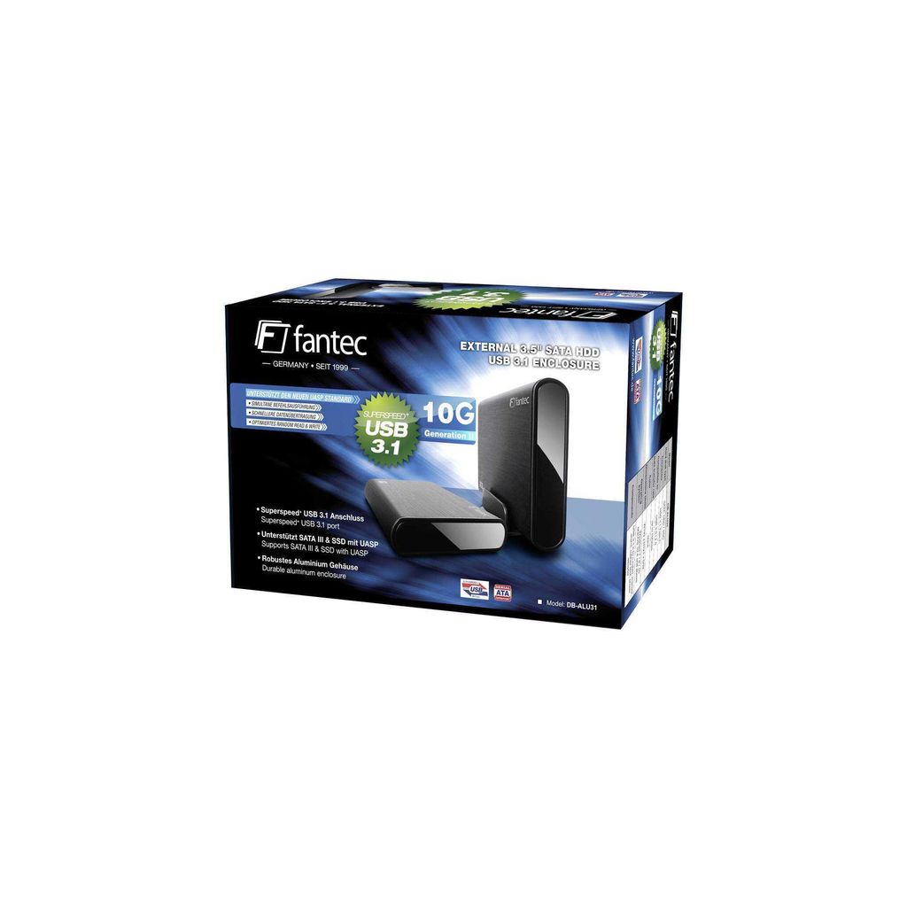 Fantec DB-ALU31 zwart 3,5 SATA USB 3.1