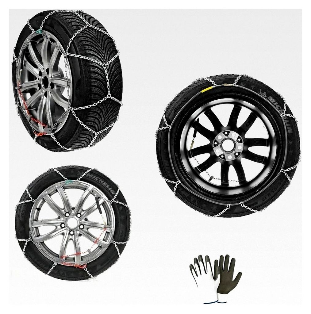 Schneeketten 215/45-16 Dicke Felge 16 Zoll Paar Ketten für PKW, kompaktes Kettenglied 9 mm, Lampe für Reifen, Notfall Straße PKW, Österreich