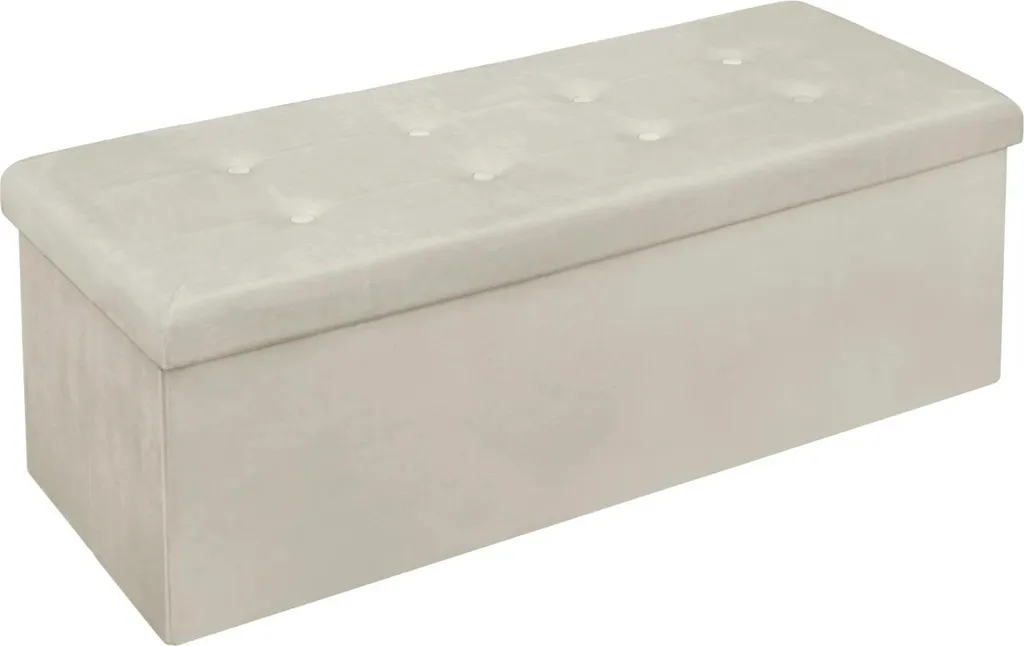 Pouf Panca 110cm Velluto Crema - Sgabello Contenitore Morbido