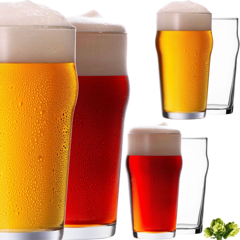 PLATINUX Biergläser Set 6 Stück 500ml (max. 568ml) Pint Gläser Bierseidel aus Glas Beer Weizengläser hohes Bierglas