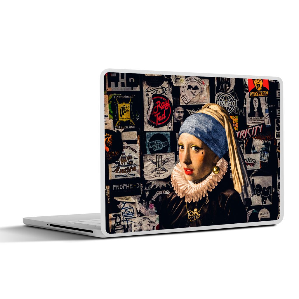 MuchoWow Laptop Aufkleber Sticker Cover Das Mädchen mit dem Perlenohrring - Tätowierung - Vermeer 31x22.5 cm - Laptop-Deko