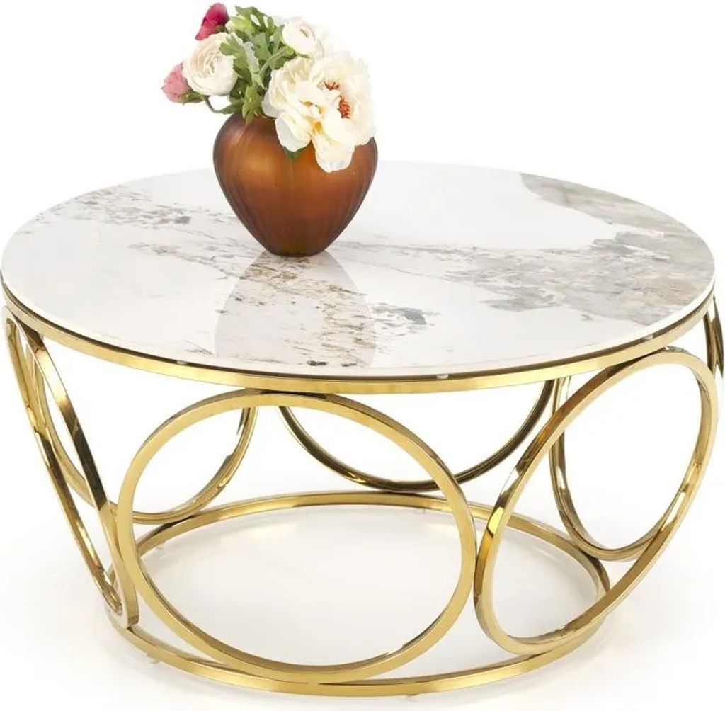 Halmar VENUS 2 Couchtisch, weißer Marmor / Gold (2p=1szt) (2 Karton)