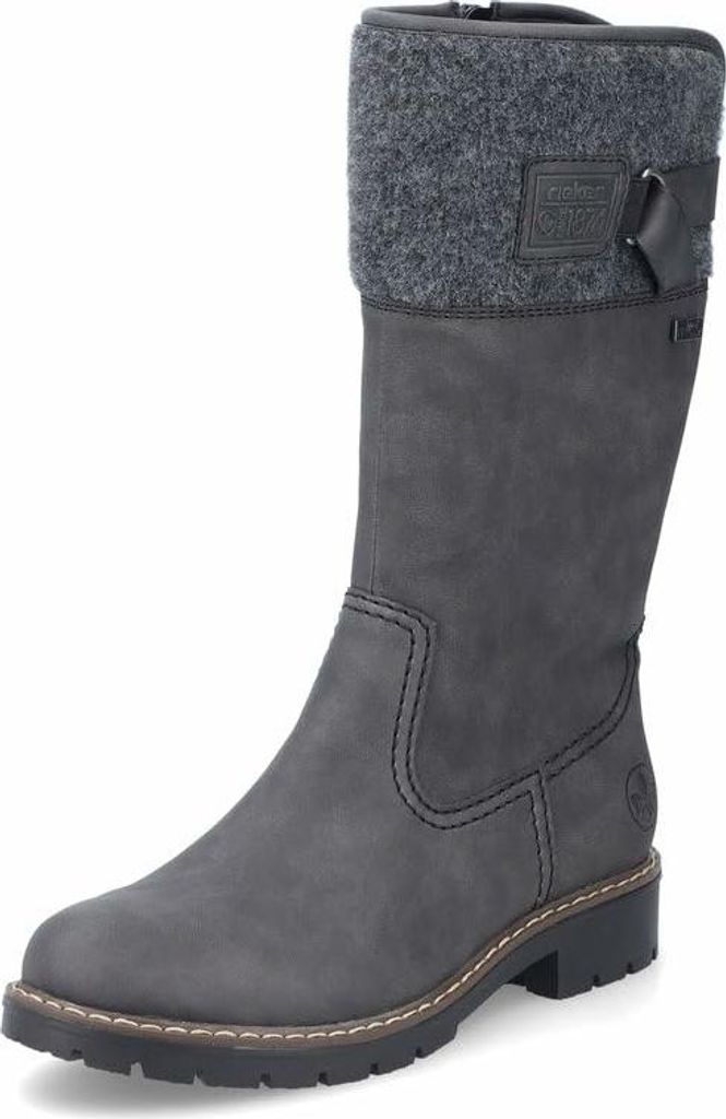 A single gray boot is shown against a white background.