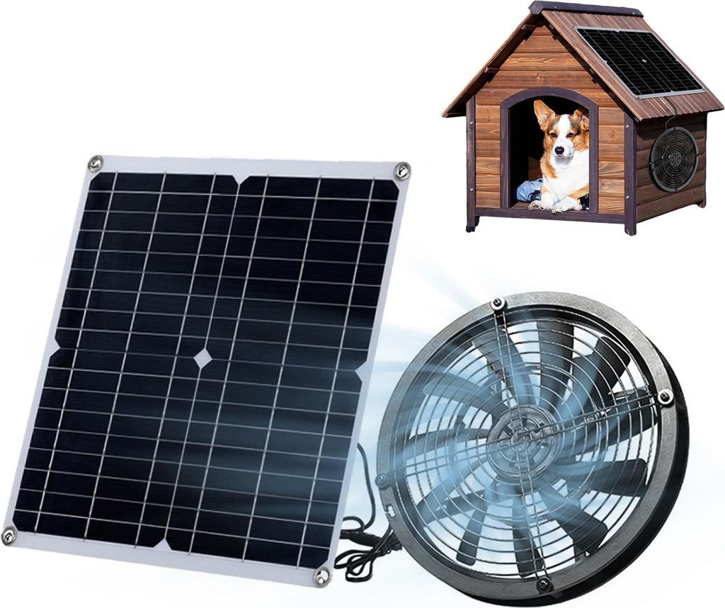 9.8in Solar Abluftventilator mit Solarpanel Portable Vent Fan Kit IP65 wasserdicht mit 8.2Ft Kabel Kühlung Ventilationssystem für Haus Gewächshaus