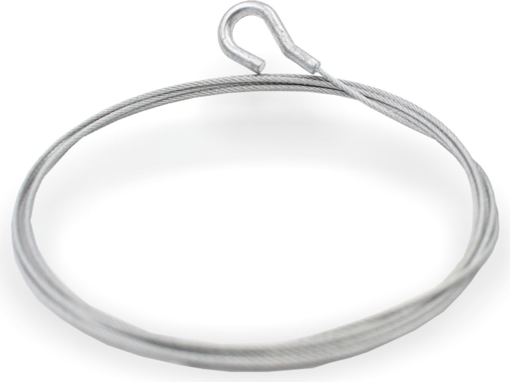 Drahtseil Ø 1,2 mm, 7x7, mit Zamak-Haken, Stahl verzinkt | Länge 6000 mm